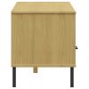 TV Stand with Metal Legs Brown Solid Wood Pine OSLO