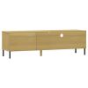 TV Stand with Metal Legs Brown Solid Wood Pine OSLO